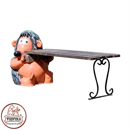 Садовая мебель из полистоуна Лавка Ёж с кирпичом U07881М 