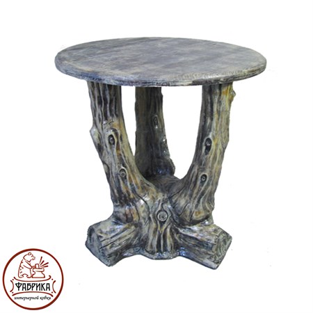 Садовая мебель из полистоуна стол "Три ствола" с деревянной столешницей U07504