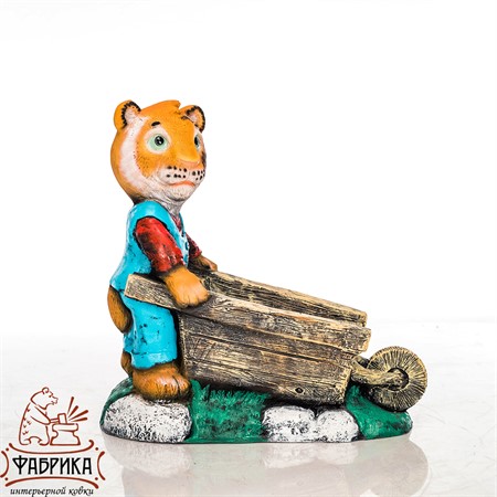 Кашпо Тигренок с тачкой U09002 - фото 23416