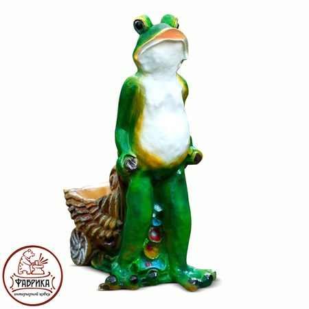 Садовый декор из полистоуна Кашпо Лягушка с телегой F08051