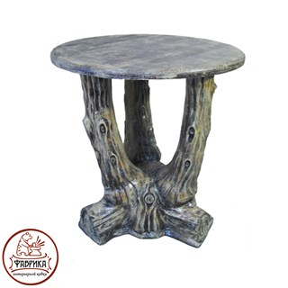Садовая мебель из полистоуна стол &quot;Три ствола&quot; с деревянной столешницей U07504