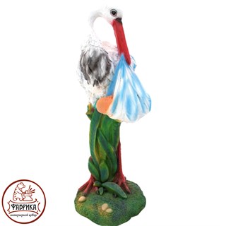 Садовая фигура из полистоуна Аист с младенцем F01288