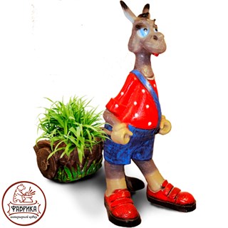 Садовая фигура из полистоуна Ослик с Телегой U07538