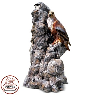Садовые фигуры из полистоуна светильник Орёл на скале F07322