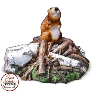 Садовый декор из полистоуна Крышка септика Бобёр на Запруде F07095