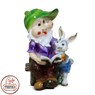 Садовая фигура из полистоуна Гном с Зайцем и книгой